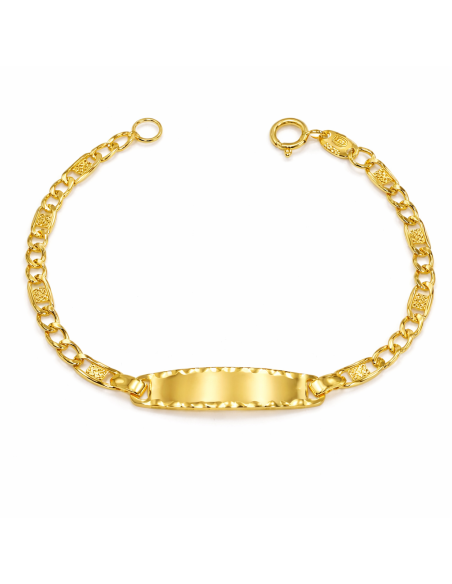 Pulsera Esclava Infantil con Chapa Tallada - Oro Amarillo 18K