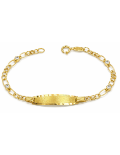 Pulsera Esclava infantil eslabón Hungaro y  circonitas - Oro Amarillo 18K