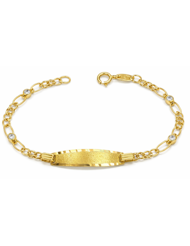 Pulsera Esclava infantil eslabón Hungaro y  circonitas - Oro Amarillo 18K