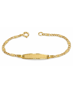 Pulsera Esclava infantil con Placa Tallada - Oro Amarillo 18K