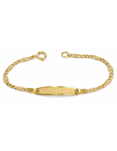 Pulsera Esclava infantil con Placa Tallada - Oro Amarillo 18K