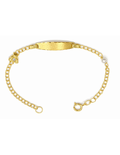 Pulsera Esclava infantil Perla y Osito con Circonita - Oro Amarillo 18K