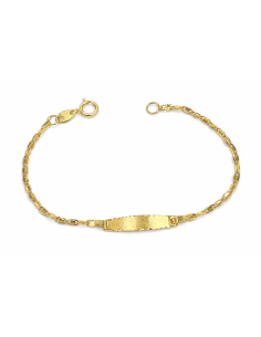 Pulsera esclava infantil con cadena forzada y placa ovalada - Oro Amarillo 18K