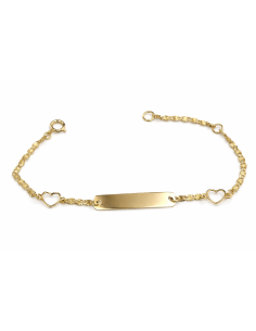 Pulsera esclava infantil con Corazones Calados - Oro Amarillo 18K