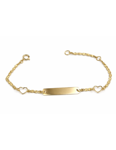 Pulsera esclava infantil con Corazones Calados - Oro Amarillo 18K