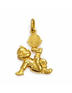 Colgante Bebé Colgante Bebé Payaso con Reloj Personalizable Hora Nacimiento - Oro Amarillo