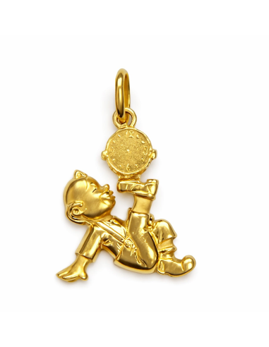 Colgante Bebé Colgante Bebé Payaso con Reloj Personalizable Hora Nacimiento - Oro Amarillo