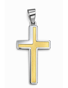 Colgante Cruz  Bicolor - Oro Amarillo y Blanco 18k