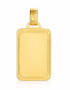 Colgante Chapa Rectangular Premarcada en Relieve  - Oro Amarillo 18K
