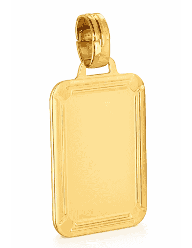Colgante Chapa Rectangular Premarcada en Relieve  - Oro Amarillo 18K