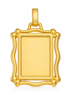 Colgante Chapa Rectangular con marco - Oro Amarillo 18K