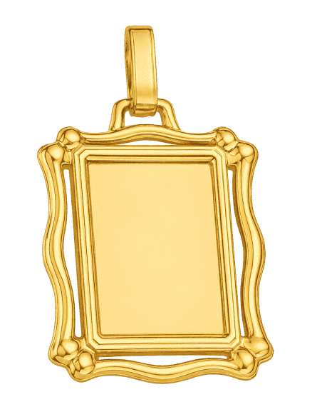 Colgante Chapa Rectangular con marco de Oro - Oro Amarillo 18K