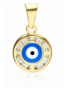 Colgante Ojo Turco con circonitas - Oro Amarillo 18K