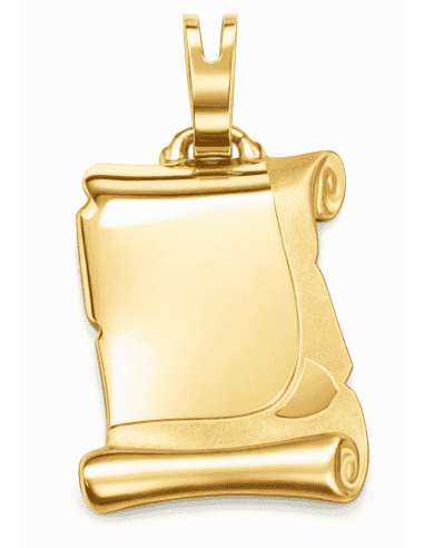 Colgante Pergamino Grabado Arenado Lateral - Oro Amarillo 18K