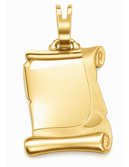 Colgante Pergamino Grabado Arenado Lateral - Oro Amarillo 18K