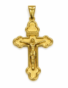 Colgante Cruz Cristo en Alto Relieve - Oro Amarillo 18k