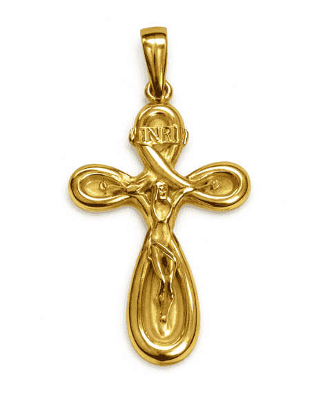 Colgante Cruz con Cristo  Vanguardista - Oro Amarillo 18K