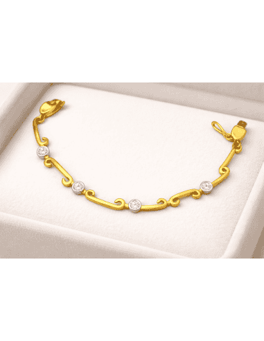 Pulsera para en oro amarillo adornada con diamantes engastados en chatón - Oro amarillo 18K