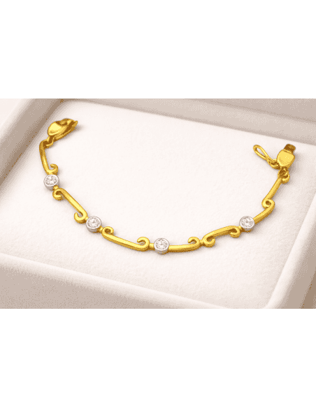 Pulsera para en oro amarillo adornada con diamantes engastados en chatón - Oro amarillo 18K