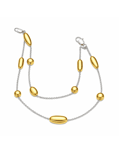 Pulsera para Mujer Bicolor con gotas o frijoles - Oro Amarillo y Blanco 18K