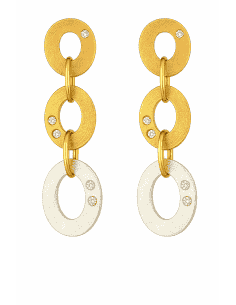 Pendientes para Mujer Tricolor con 12 brillantes  - Oro Amarillo,Rosa y Blanco 18K