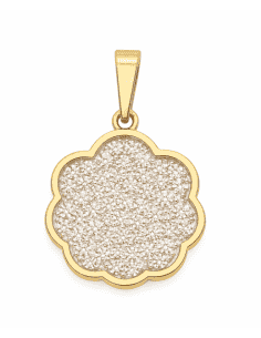 Colgante con fraguado de circonitas - Oro Amarillo y Blanco 18K