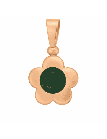 Colgante con Forma de flor con piedra verdosa  - Oro Amarillo 18K