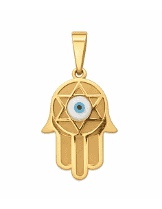 Colgante Mano de Fátima con ojo Turco - Oro Amarillo 18K