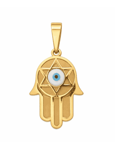 Colgante Mano de Fátima con ojo Turco - Oro Amarillo 18K