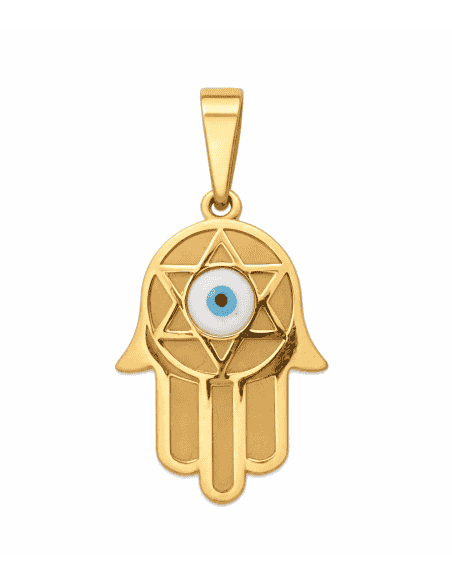 Colgante Mano de Fátima con ojo Turco - Oro Amarillo 18K