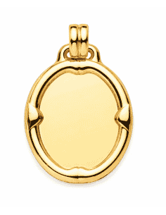Colgante Chapa oval liso con detalle borde relieve - Oro Amarillo 18K