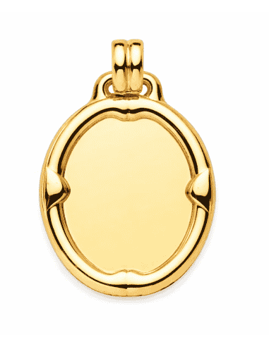 Colgante Chapa oval liso con detalle borde relieve - Oro Amarillo 18K