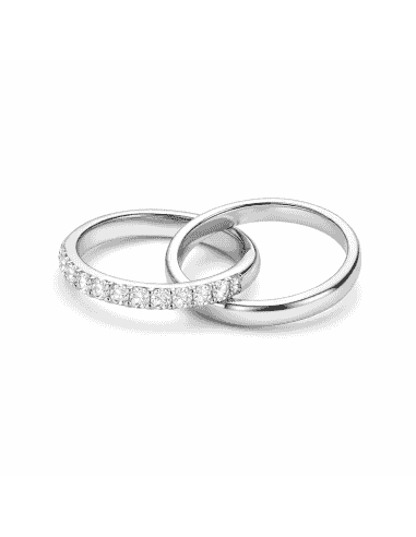 Colgante Alianzas Entrelazadas con Circonitas - Oro Blanco 18K