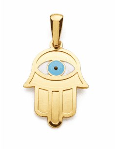 Colgante Mano de Fátima con Ojo Turco de Oro - Oro Amarillo 18K