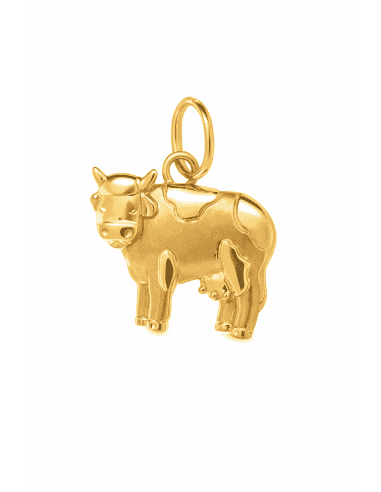 colgante vaca oro 18k, colgante animal oro amarillo, joya original oro, colgante rural vaca, colgante vaca mujer hombre