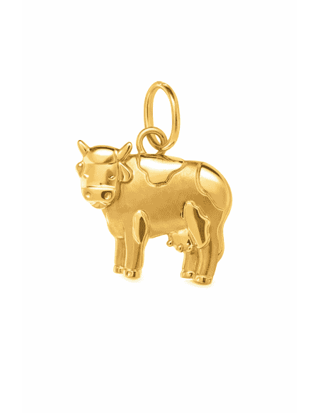colgante vaca oro 18k, colgante animal oro amarillo, joya original oro, colgante rural vaca, colgante vaca mujer hombre