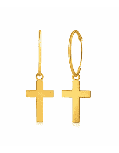Colgante Cruz Oro Charm Suelto para Pendientes de Aro - Oro Amarillo