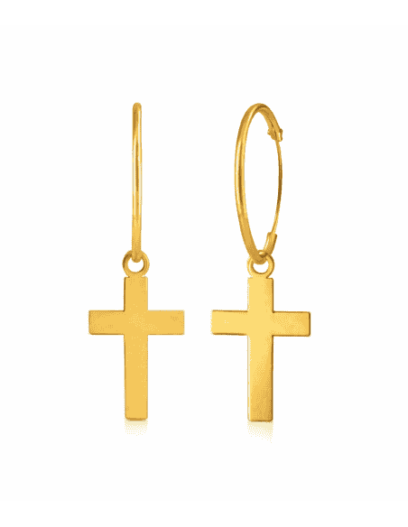 Colgante Cruz Oro Charm Suelto para Pendientes de Aro - Oro Amarillo