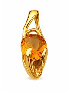 colgante oro 18k mujer, colgante topacio naranja, joya mujer oro, colgante piedra color, regalo elegante mujer, joyería fina oro