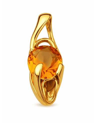 colgante oro 18k mujer, colgante topacio naranja, joya mujer oro, colgante piedra color, regalo elegante mujer, joyería fina oro