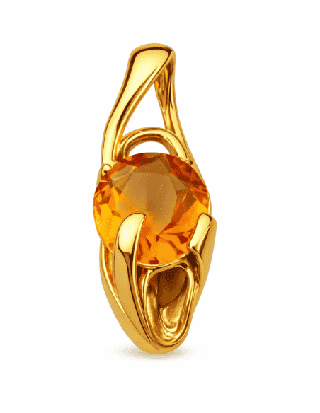 colgante oro 18k mujer, colgante topacio naranja, joya mujer oro, colgante piedra color, regalo elegante mujer, joyería fina oro