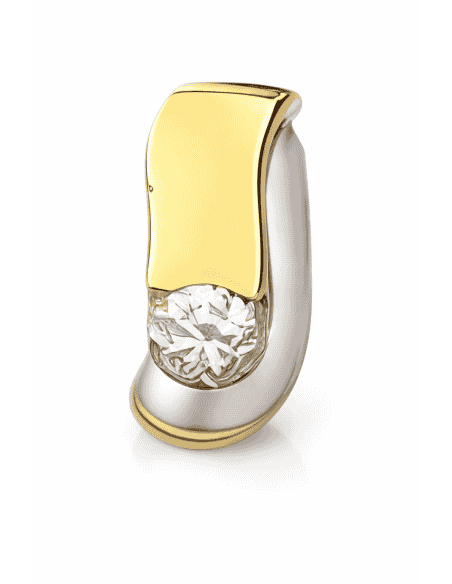 Colgante Bicolor con Detalle circonita - Oro Amarillo 18K