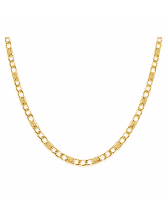 Cadena Caballero eslabon Barbada con Placa Tallada 3x1 - Oro Amarillo 18k