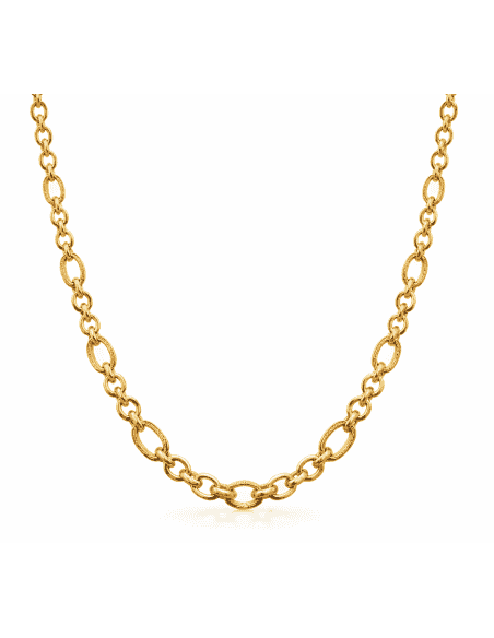 Cadena Caballero eslabón Rolo Programada con eslabón Grabado  - Oro amarillo 18k