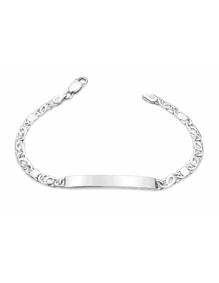 Pulsera esclava Eslabones Combinados Ojo de Perdiz y Chapita - Plata de ley