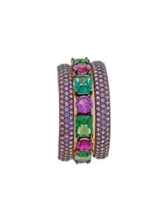 Anillo para Mujer de Plata de ley Chapada en Oro con Circonitas Multicolor y Detalles en Rutenio- Salvatore 234S0078/20