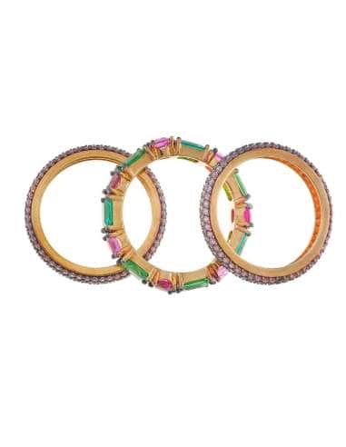 Anillo para Mujer de Plata de ley Chapada en Oro con Circonitas Multicolor y Detalles en Rutenio- Salvatore 234S0078/20