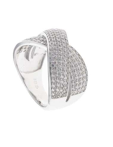 Anillo para Mujer de Plata Líneas Cruzadas con Circonitas  - Salvatore 252S0082/20