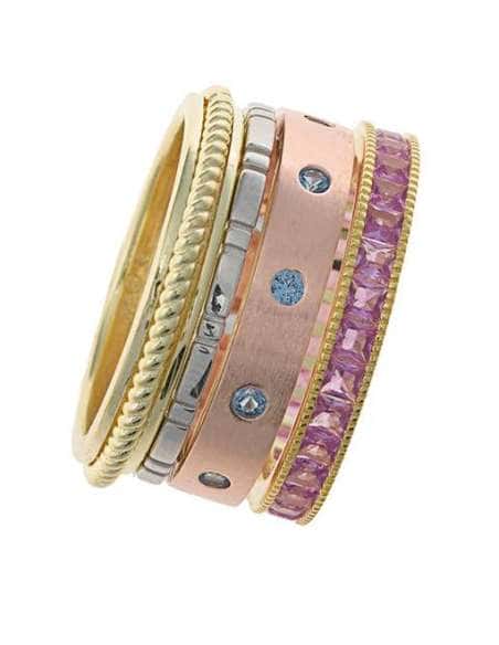 Anillo de Plata Chapado Rosa, Dorado y Rodio con Circonitas - Salvatore 211S0115/14