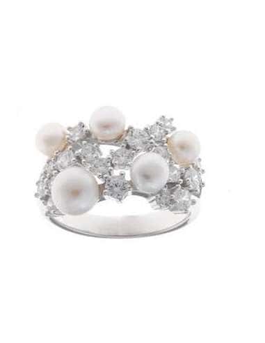 Anillo de Plata Rodio con Perlas y Circonitas para Mujer - Salvatore 272S0035/16